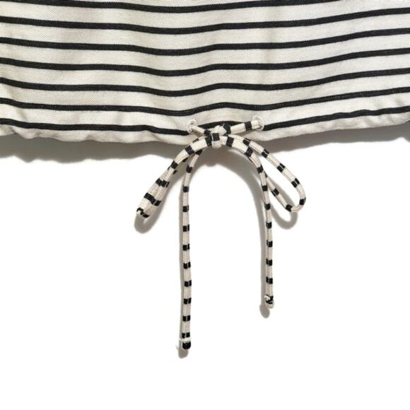 Madewell Stripe Off the Shoulder Top Drawstring Waist Black and White Casual XS - Picture 4 of 11